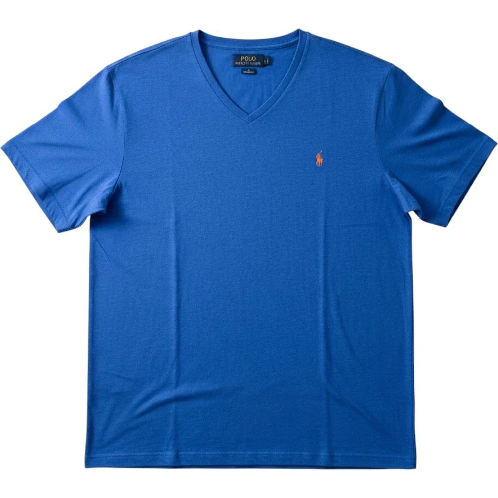 Polo‎ Ralph Lauren Mens V-Neck T-Shirt Blue Orange Pony XXL 710610676093 NWT
